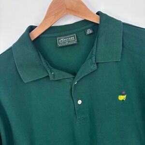 Masters Collection Polo Shirt Mens XXL Green Cotton Pique Golf Vtg Cropped Fit